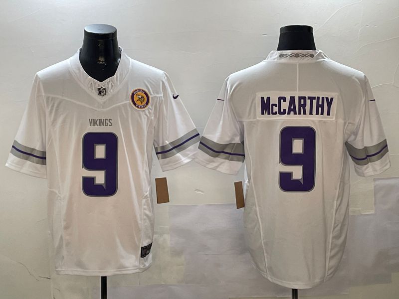 Men Minnesota Vikings #9 Mccarthy White Throwback Three generation 2024 Nike Limited NFL Jersey style 2->minnesota vikings->NFL Jersey